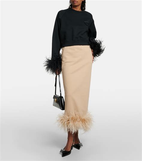 prada feather skirt|prada pleated midi skirt.